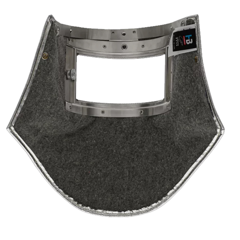 Tempex Hitzeschutz Gesichtsschild TREME HEAT (C4) 420g von HB Protective Wear, graues Hitzeschutzschild für Gesicht und Hals mit Metallrahmen und Sichtausschnitt