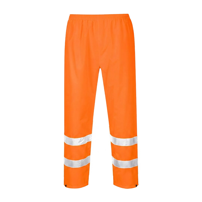 PortWest Warnschutzhose in leuchtendem Orange mit zwei silbernen Reflexstreifen an den Beinen