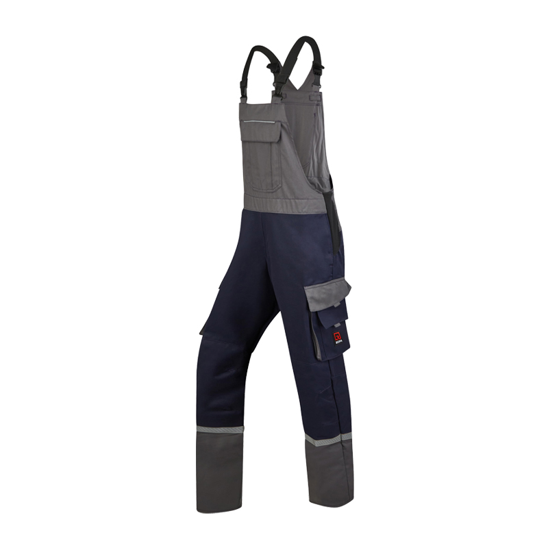 Rofa Multi-Light 2669 MultiNorm Damen Latzhose 4 kA APC1, zweifarbig in Grau und Navy mit Trägern, Brusttasche und Seitentaschen