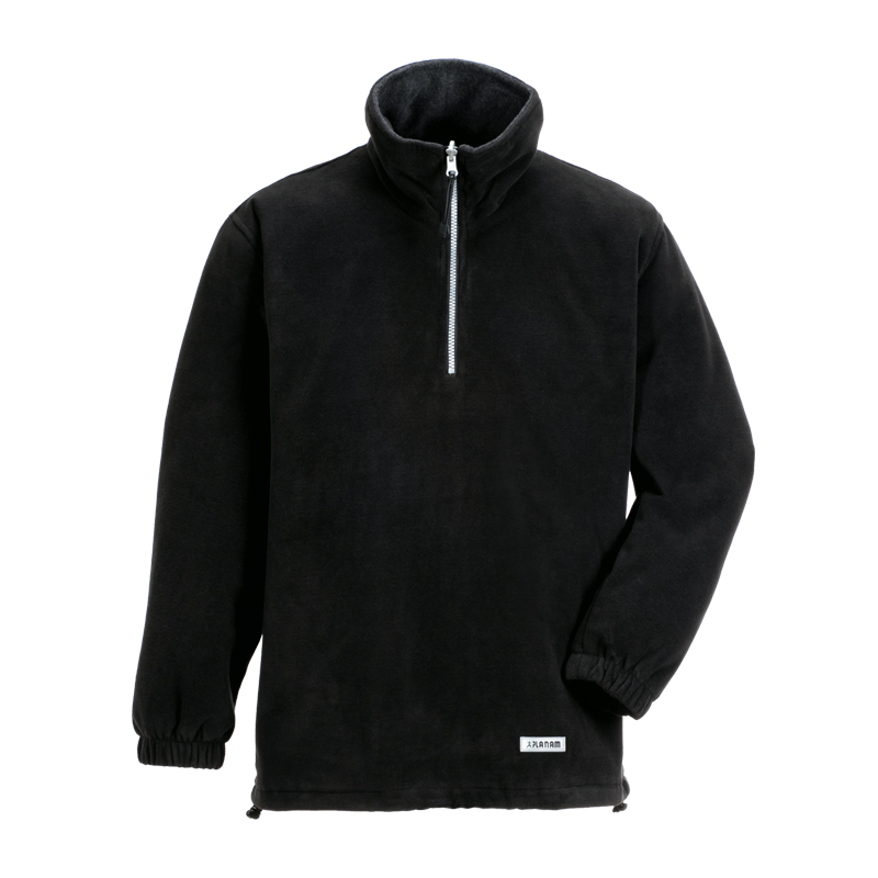 Planam Relax Fleece Troyer mit Stretch von Planam in Schwarz, Fleece-Pullover mit Stehkragen, kurzem Frontreißverschluss und elastischen Ärmelabschlüssen