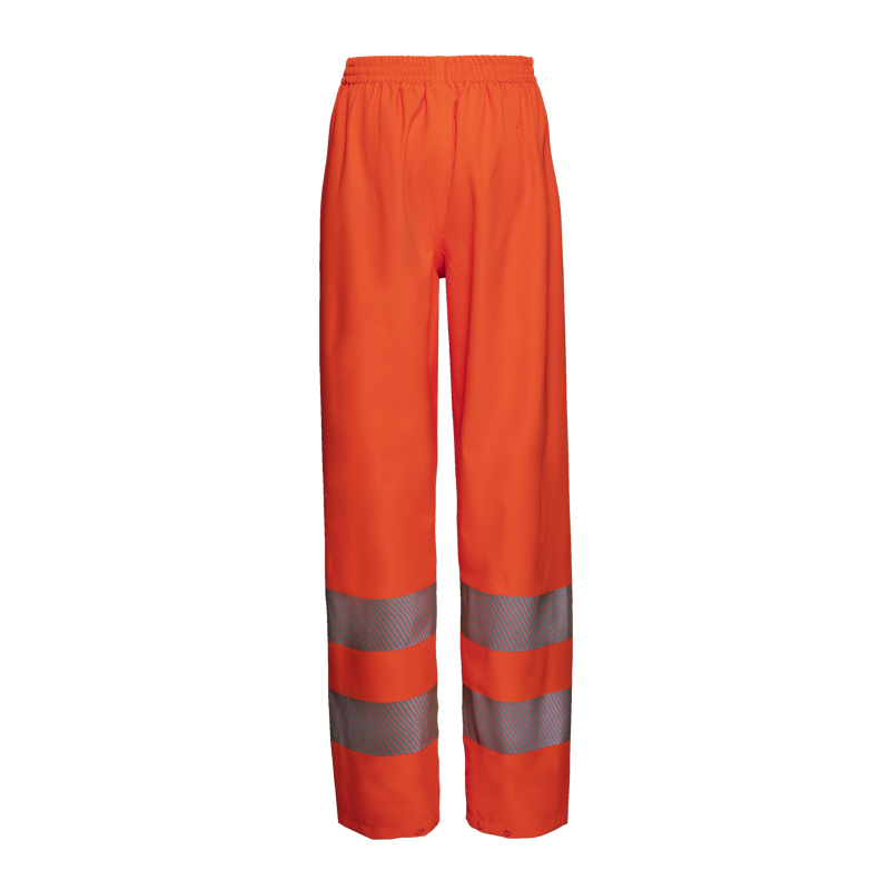 Planam Warnschutzhose in leuchtendem Orange mit zwei umlaufenden Reflexstreifen an den Beinen, ideal für gute Sichtbarkeit bei der Arbeit