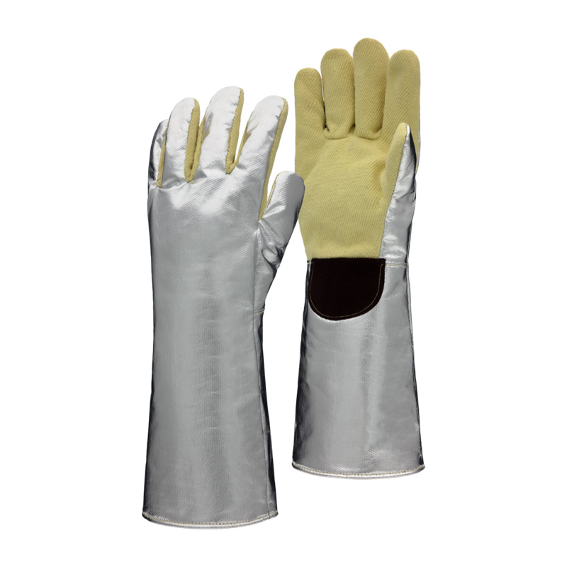 Tempex 5-Finger Hitzeschutz-Handschuhe 390 mm von HB Protective Wear, silber-beige, hitzebeständig bis 250°C