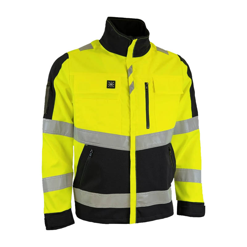 Dimex 6133 Warnschutz Stretch Jacke Klasse 2 in Gelb-Schwarz, atmungsaktiv, flexibel sowie wasser- und schmutzabweisend, mit Reflexstreifen für hohe Sichtbarkeit auf der Baustelle
