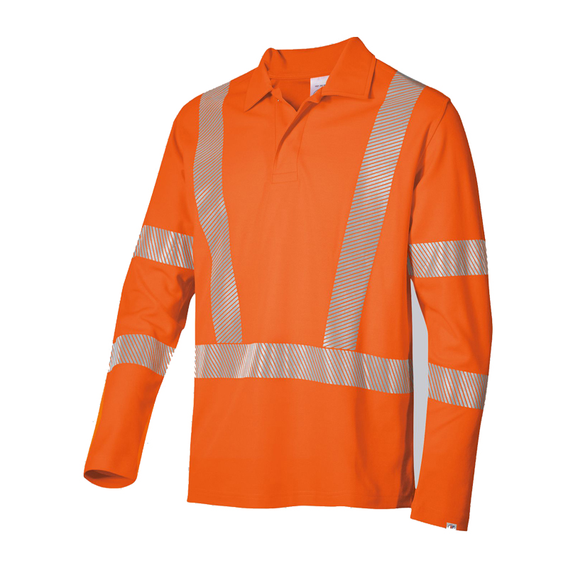 BP 2133 Warnschutz Comfort Polo Shirt langarm Klasse 2 von BP Bierbaum Proenen, orangefarbenes Warnschutz-Polo mit Reflexstreifen