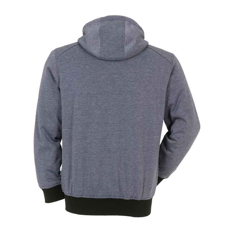 Rückansicht des Planam Iceland Hoodies mit Teddyfutter innen in Grau, warmer Kapuzenhoodie von Planam