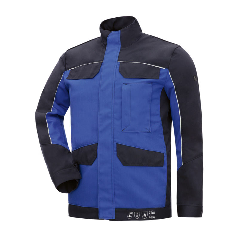 HB InoTec Nomex MultiNorm Blouson 4 kA + 7 kA APC2 von HB Protective Wear, leichter Schutzblouson in Blau-Schwarz mit Stehkragen und Taschen