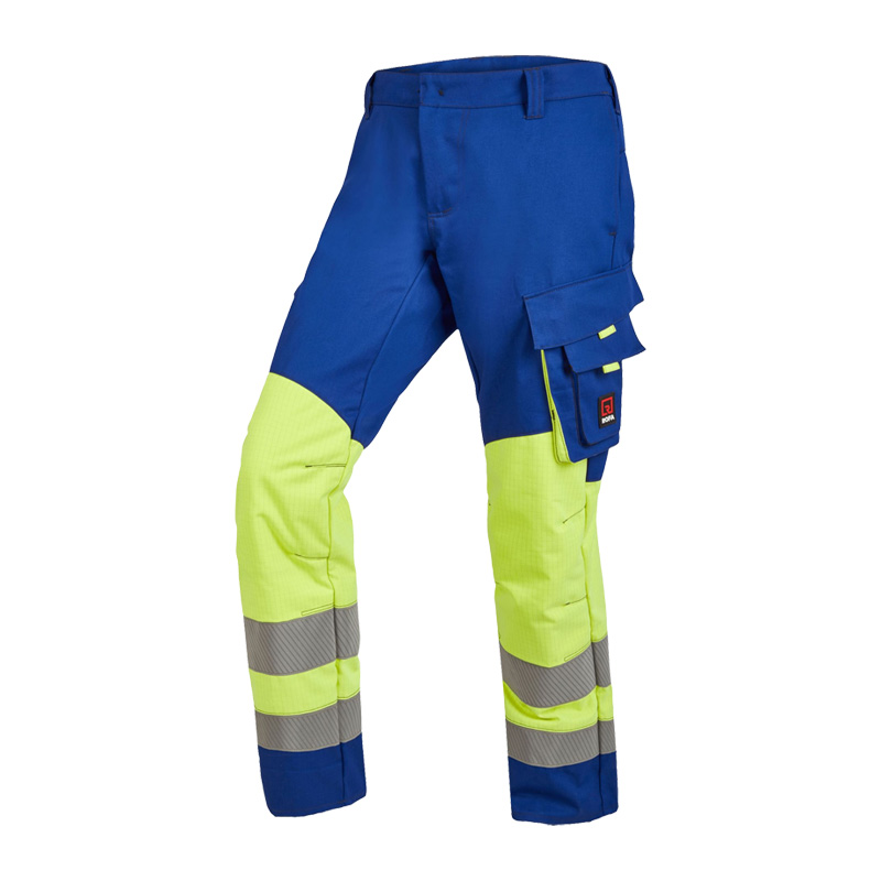Rofa Multi-Light HI-VIS I 2635 MultiNorm Damen Hose 4 kA + 7 kA | APC2 in Blau-Gelb mit Reflexstreifen und Seitentaschen