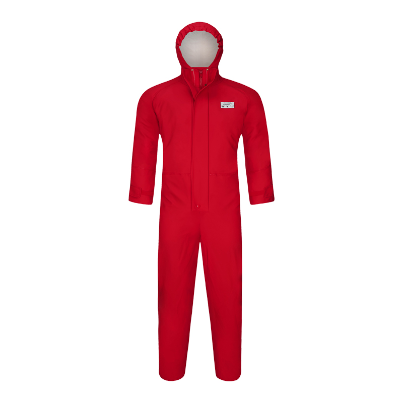 Roter Kind 77314 Chemikalienschutz-Overall E100 Typ 6, 5, 4 von decontex mit Kapuze, Frontansicht