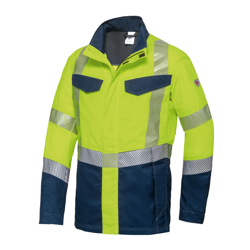 BP Bierbaum Proenen BP 2238 Hi-Vis MultiNorm Jacke leicht 4 kA + 7 kA | APC2 in Warngelb und Marineblau mit Reflexstreifen
