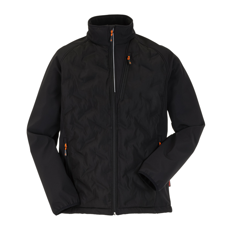 Planam Strike Jacke mit Stepp und Reflexbiesen in Schwarz, funktionale Arbeitsjacke mit Stehkragen, Frontreißverschluss und reflektierenden Biesen