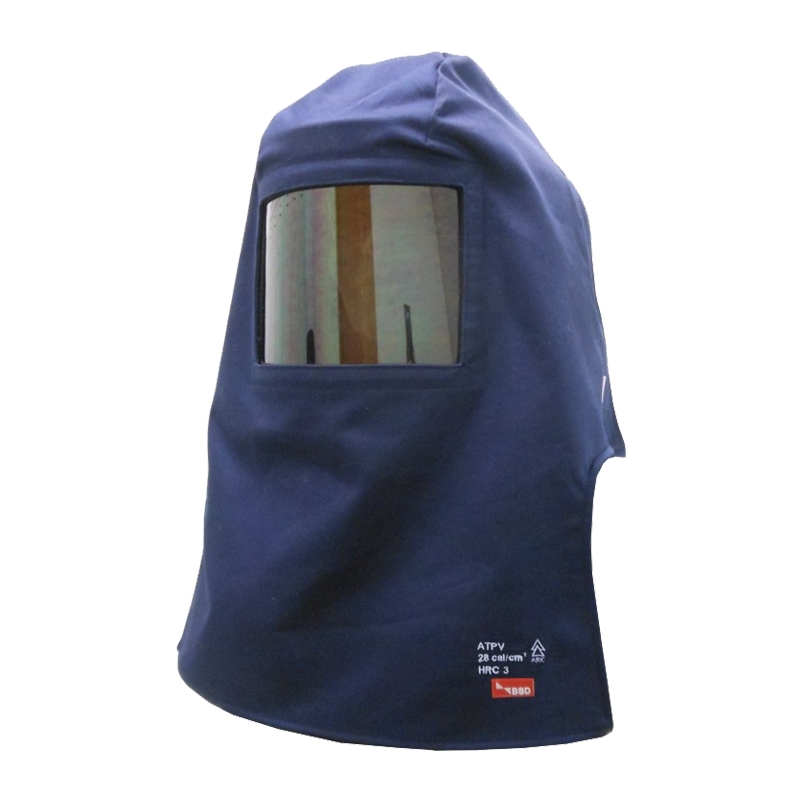 BSD Schutzhaube in Blau mit großem Sichtfenster, geeignet für Gesichts- und Kopfschutz bei Arbeiten mit Hitze und Lichtbogen