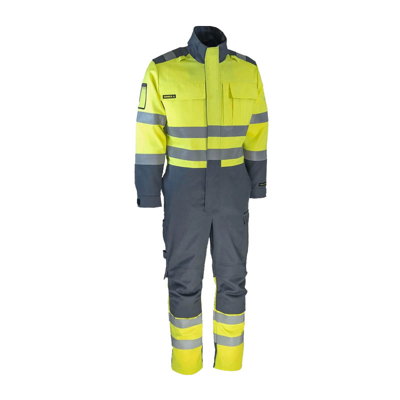 Dimex 6443 MultiChem Warnschutz-Overall in Gelb-Grau mit Reflexstreifen, flammhemmend und antistatisch für professionelle Arbeitseinsätze