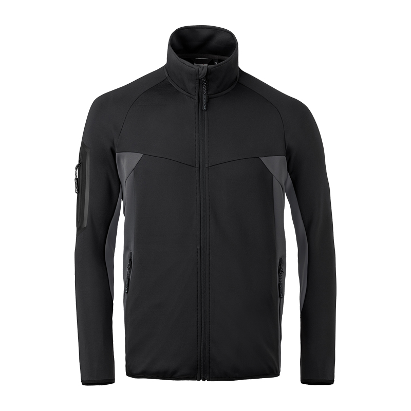 Frontansicht der schwarzen Kübler Athletiq 1346 Stretch Jacke mit Stehkragen und körperbetontem Schnitt