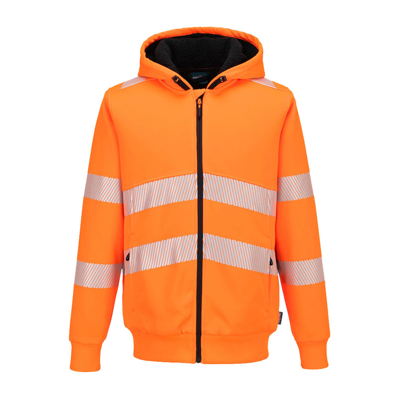 PortWest PW321 Hi-Vis Winter Kapuzen Hoodie Jacke mit Fleecefutter