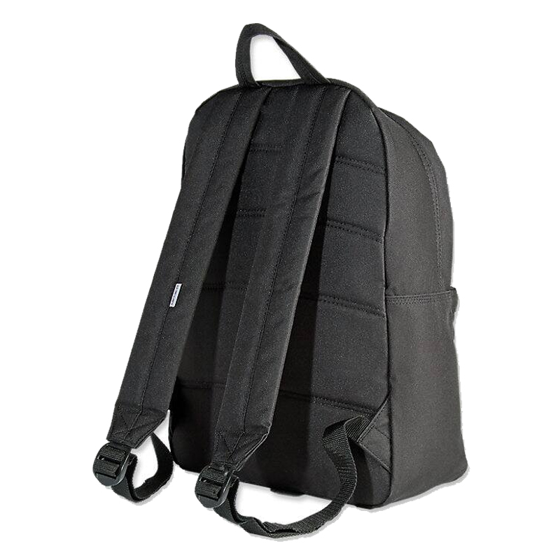 Rückansicht des schwarzen Carhartt Rucksacks mit 21 Litern Volumen, gepolsterten Schultergurten und robustem, wasserabweisendem Material