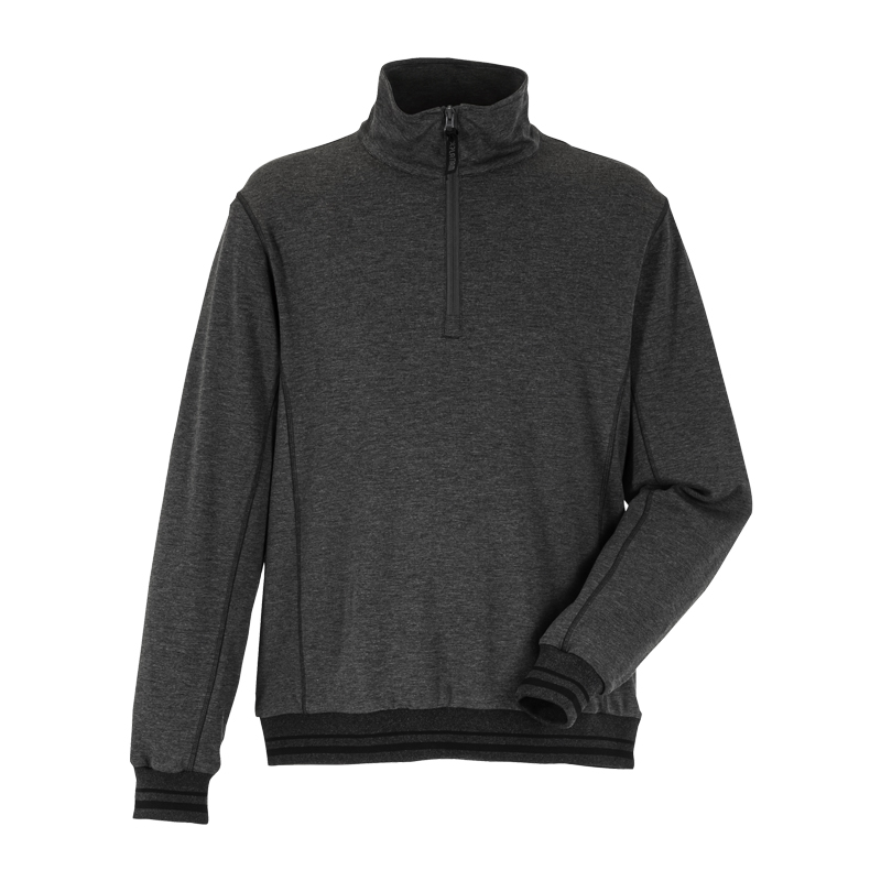 Planam Outdoor Match Troyer mit Strickbündchen in Dunkelgrau, Herren-Pullover mit Stehkragen, kurzem Reißverschluss und elastischen Strickbündchen