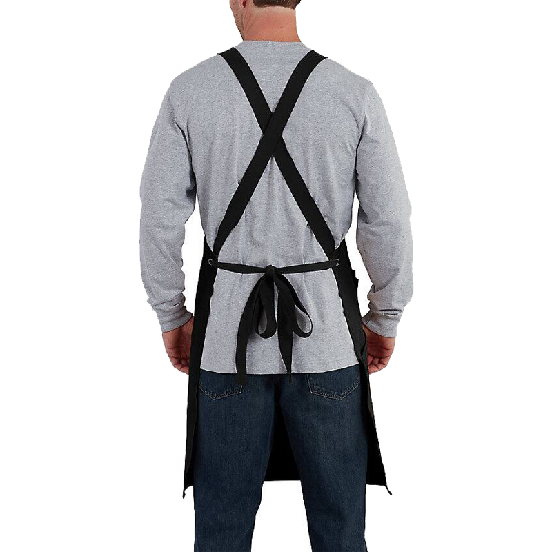 Rückansicht der Carhartt 106667 Latzschürze mit Taschen aus festem Duck Material, 83 cm Länge, mit gekreuzten Trägern und Bindeband