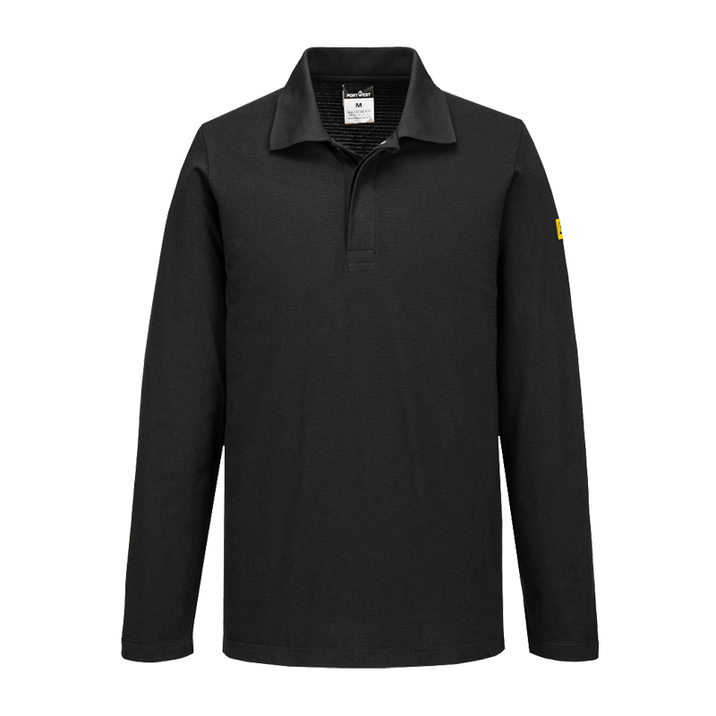 PortWest AS23 Antistatik ESD Polo-Shirt langarm für EPA Bereiche