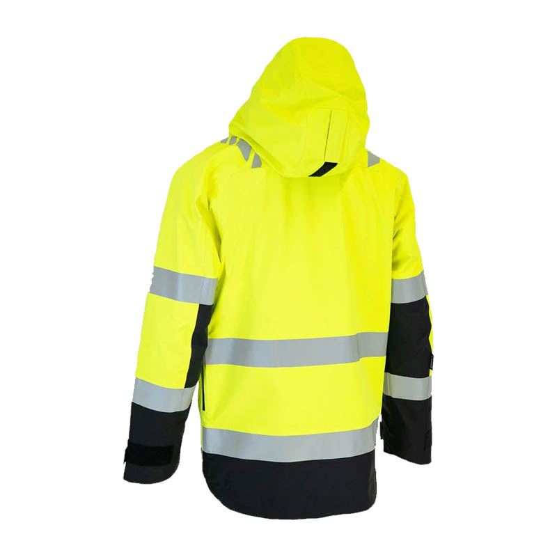Dimex 6230Y Damen Warnschutz Shell Jacke, wasserdicht und winddicht, Klasse 2, in Gelb mit Reflexstreifen und Kapuze