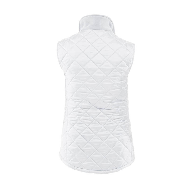 Rückansicht der weißen TEMPEX THERMO HYGIENE ErgoPlus Damen Weste von HB Protective Wear, gesteppte Thermoweste für Lebensmittel-, Pharma- und Kühlbereiche