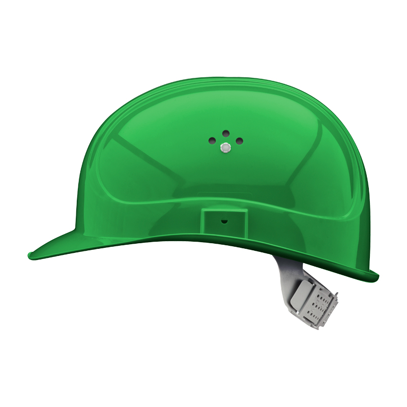 Grüner Voss INAP Master 6P Industriehelm nach EN 397 mit Drehverschluss in Seitenansicht, robuster Schutzhelm für Industrie und Baustelle
