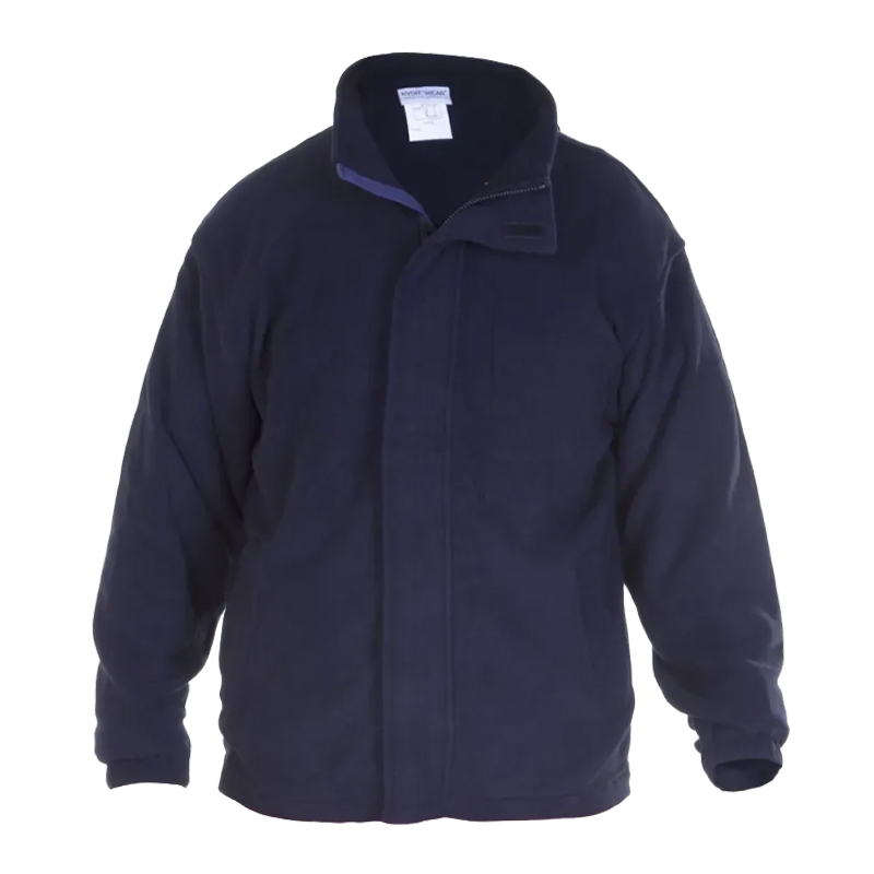 HydroWear Herrenjacke in Dunkelblau mit Stehkragen und verdecktem Frontverschluss, ideal als wetterfeste Arbeitsjacke