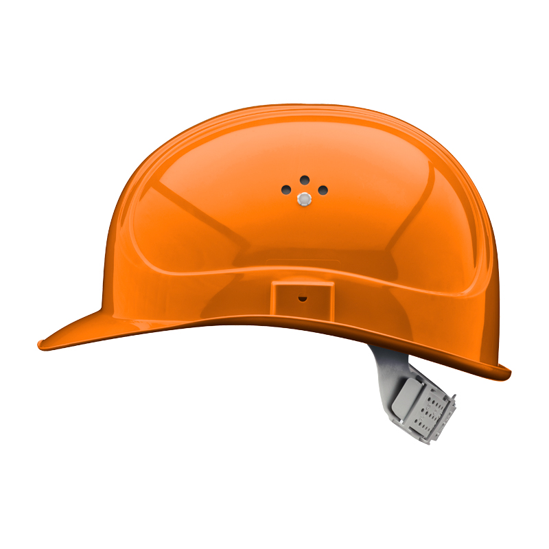 Orangefarbener Voss INAP Master 6P Industriehelm nach EN 397 mit Drehverschluss, Seitenansicht