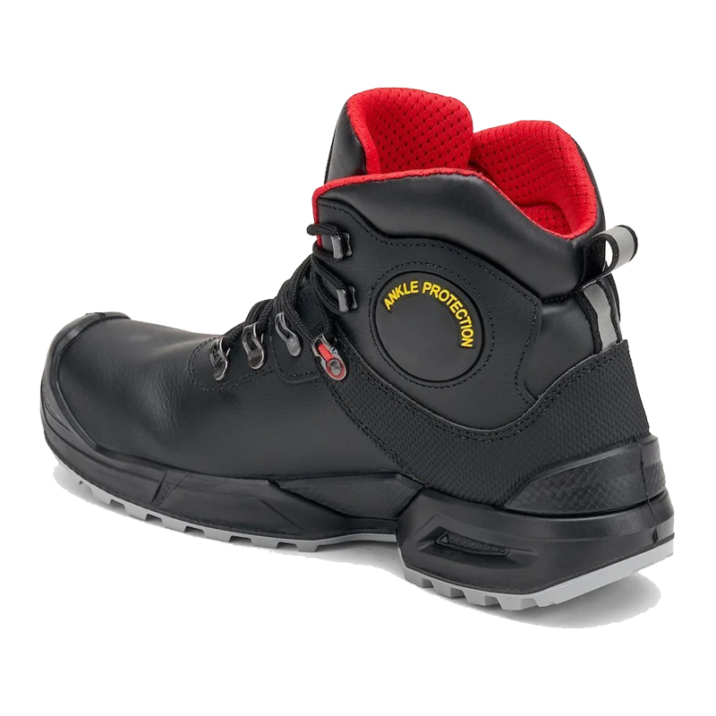 Giasco 3Ultra Defender New Sicherheitsstiefel extra robust S7S, schwarzer Arbeitsstiefel mit rotem Innenfutter, hoher Schaftform und Knöchelschutz