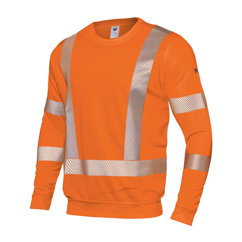 BP 2134 Warnschutz Comfort Sweat Shirt Klasse 2 von BP Bierbaum Proenen, orangefarbenes Langarm-Sweatshirt mit umlaufenden Reflexstreifen