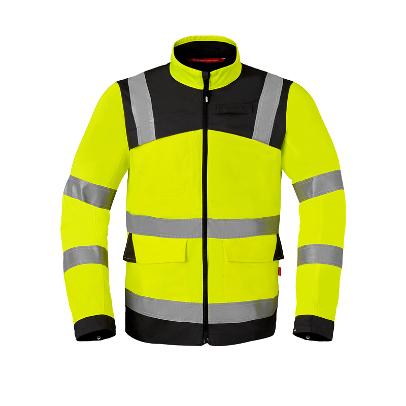 HaVeP Multi Protector+ MultiNorm Warnschutz Jacke Klasse 2 APC1, gelb-schwarze Arbeitsjacke mit Frontreißverschluss und umlaufenden Reflexstreifen