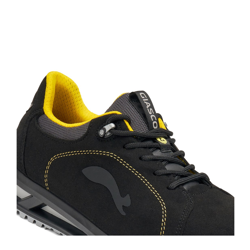 Giasco 3Hybrid ESD Ponza S3L Sicherheitsschuh, schwarzer metallfreier Halbschuh mit wasserabweisendem Microtech-Obermaterial, ESD-Schutz und 3-Dichten-PU-Sohle für maximale Dämpfung