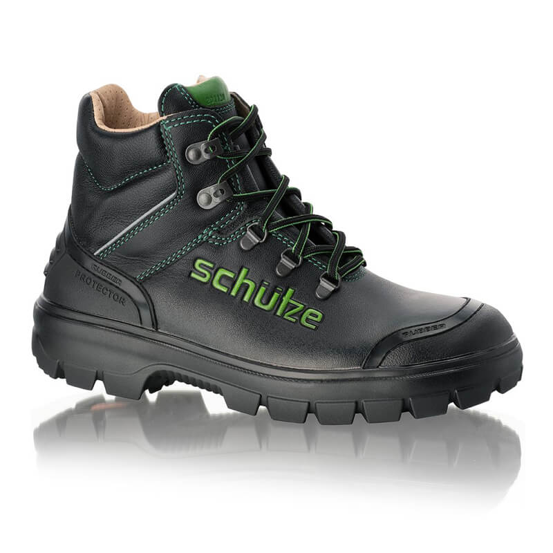 SCHÜTZE 6413 Bau Profi S3 Sicherheitsstiefel extra robust, schwarzer Baustellenstiefel aus Spezialleder mit DUO-SOFT-AKTIV-Sohle und Edelstahl-Durchtrittschutz