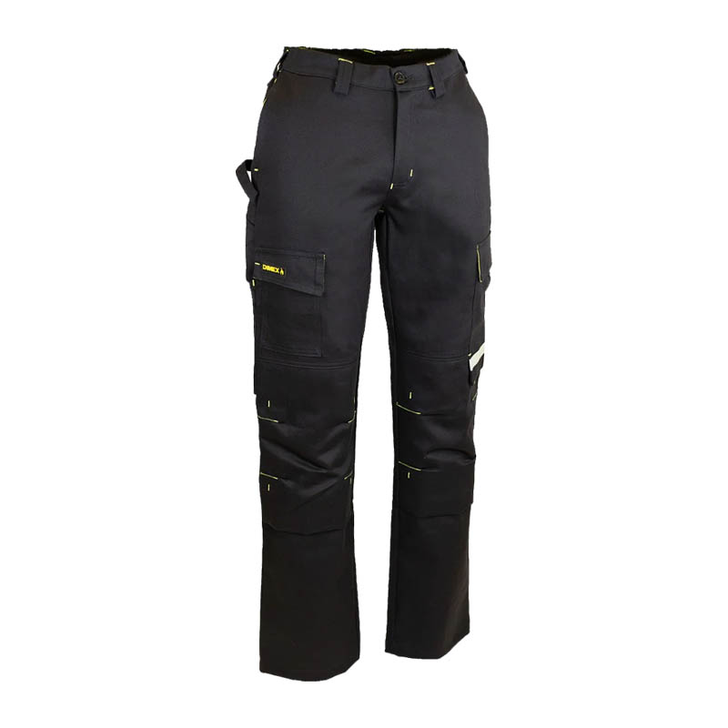 Schwarze Dimex 645 Schweißerhose mit Kniepolstern und vielen Taschen, flammhemmende Arbeitshose für thermischen Schutz