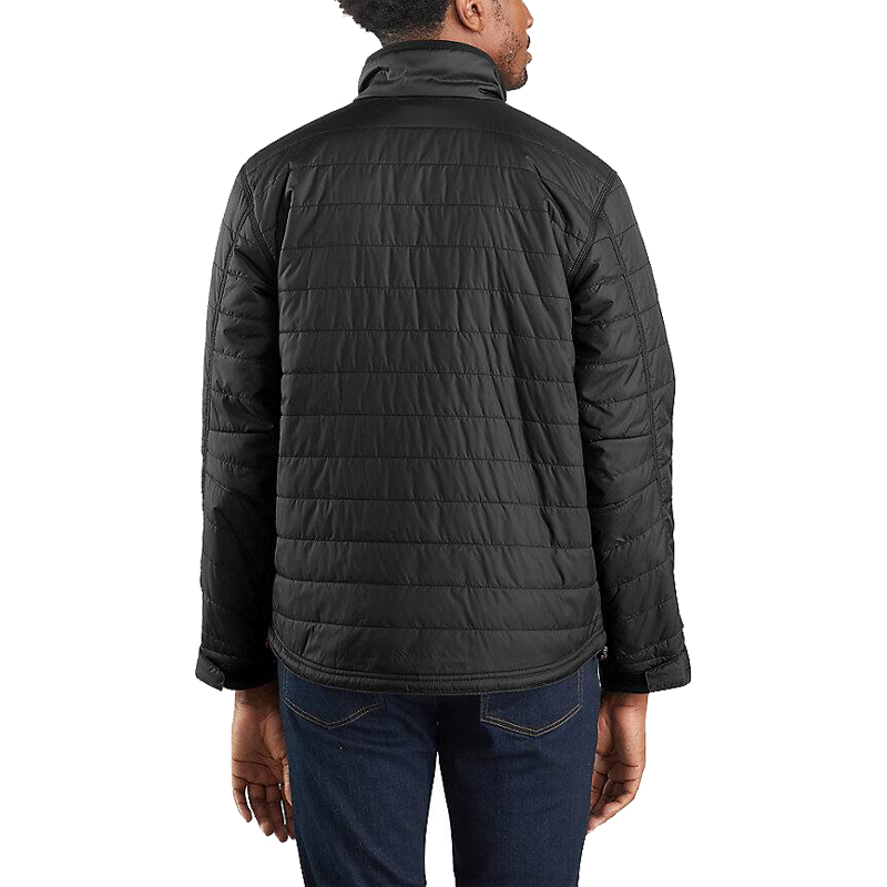 Rückenansicht der Carhartt 102208 Gilliam Jacke – schwarze gefütterte Steppjacke mit Logo im Relaxed Fit für Herren