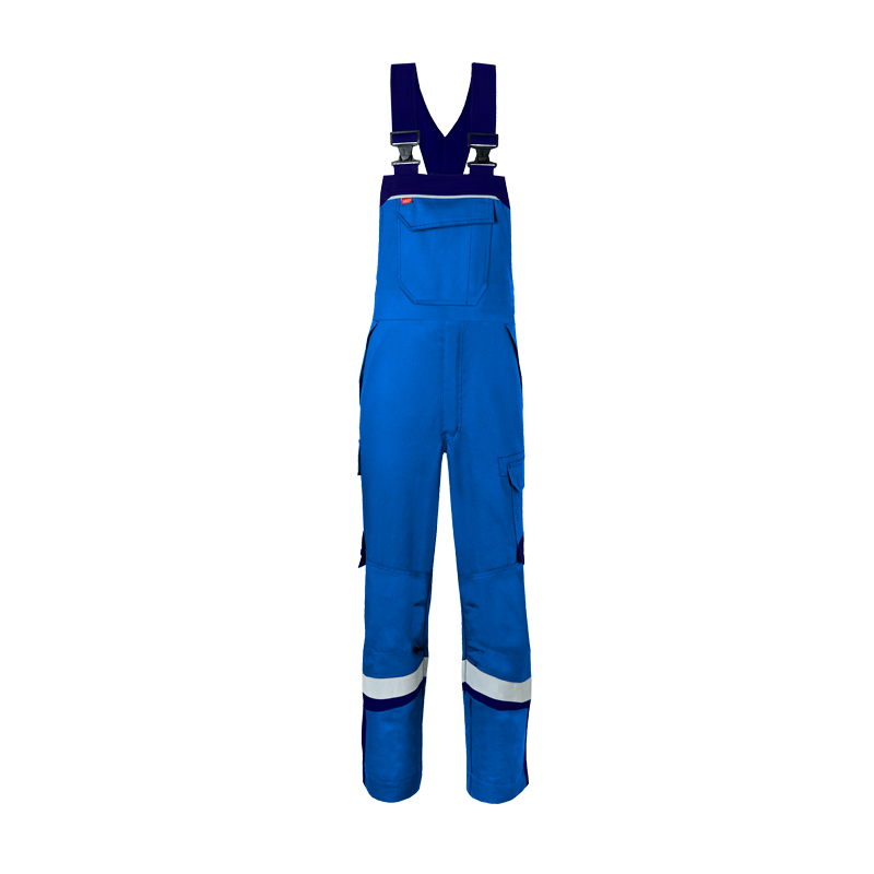 HaVeP 5Safety Image+ 20291 MultiNorm Latzhose APC2 von HaVeP in Blau, Vorderansicht mit Brusttasche und Reflexstreifen an den Beinen