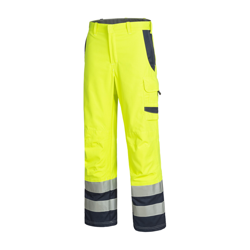 HB Protective Wear MODarc & vis MultiNorm Hose 4 kA | APC1, gelbe Warnschutzhose mit Reflexstreifen, flammhemmend, antistatisch und Störlichtbogen Klasse 1