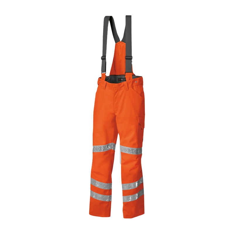 Orange BP 2019 Warnschutz Wetterschutz Latzhose Klasse 2 wasserdicht von BP Bierbaum Proenen mit reflektierenden Streifen und Hosenträgern