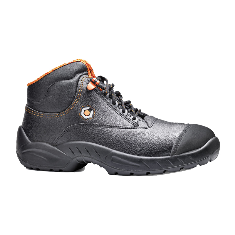 BASE Prado S3S Sicherheitsstiefel B0154 von Base, schwarzer knöchelhoher Arbeitsstiefel mit Zehenschutzkappe, durchtritthemmender Sohle und wasserabweisendem Obermaterial