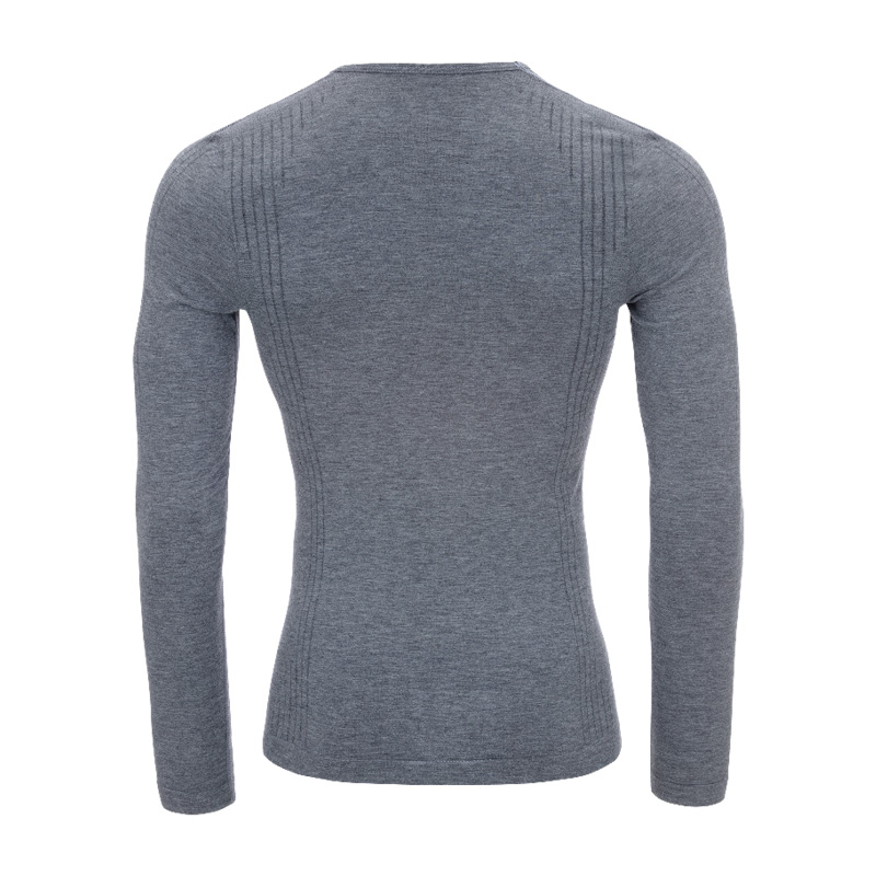 Rückansicht des grauen HB flammhemmenden Funktions-Unterziehshirts inhärend von HB Protective Wear, langarm und körpernah geschnitten