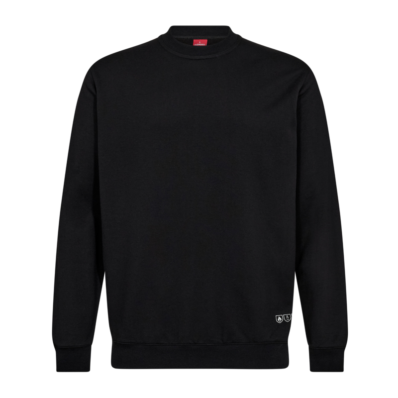 Schwarzes Herren Sweatshirt mit Rundhalsausschnitt, langen Ärmeln und gerippten Bündchen, schlichtes Basic-Design