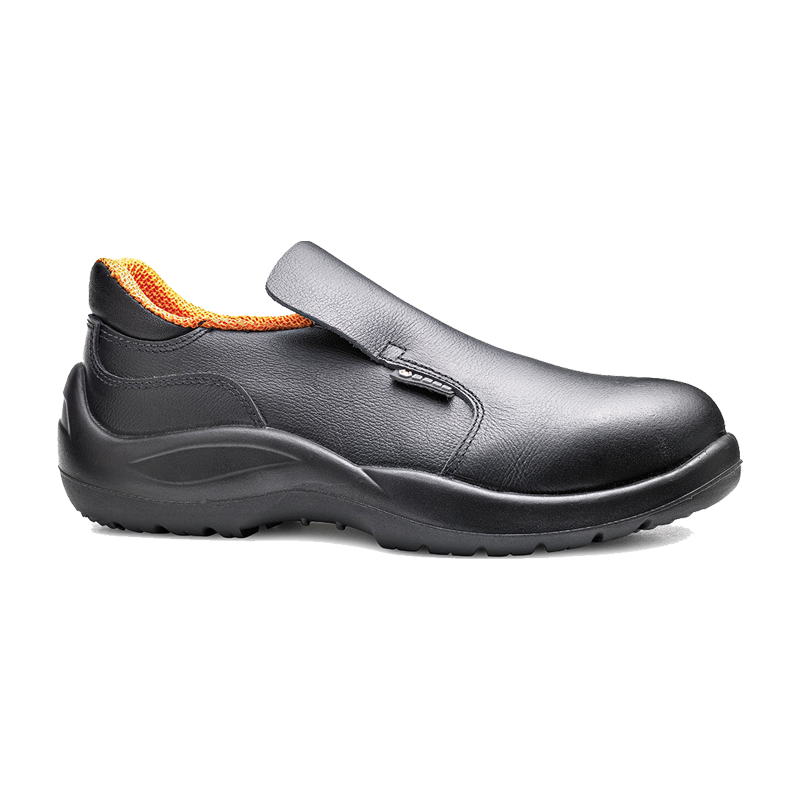 Schwarzer BASE Cloro N White Hygiene S2 Sicherheitsschuh B0507N als Slip-On mit glatter, wasserdichter Mikrofaser und rutschhemmender Sohle