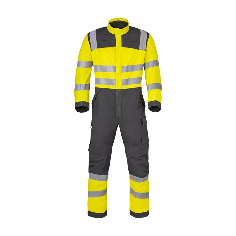 HaVeP Multi Protector+ BW Warnschutz Overall Klasse 1 APC1, gelb-grauer Schutzoverall mit Reflexstreifen und Stehkragen