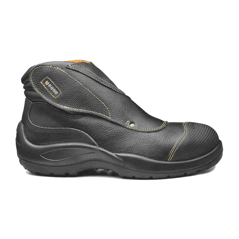 BASE Welder S3 HRO SRA Sicherheitsstiefel B0410 von BASE, schwarzer Sicherheitsstiefel für Schweißer mit Überkappe, rutschhemmender Laufsohle und robustem Schutz für Baustelle, Industrie und Handwerk
