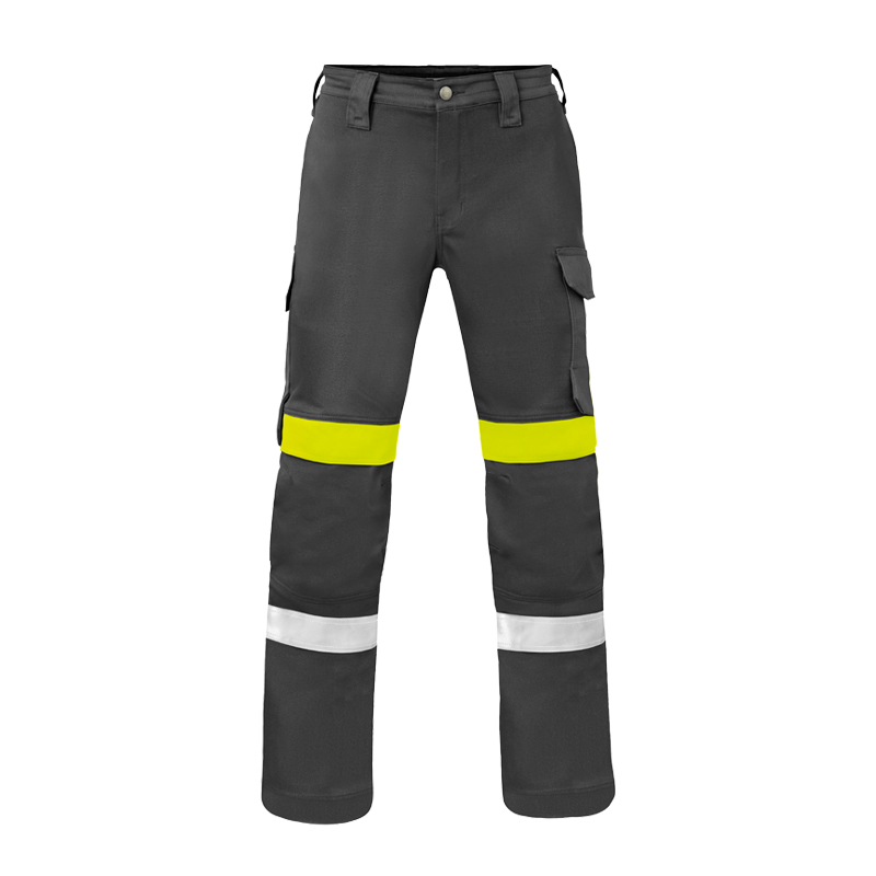 HaVeP Force+ 80395 MultiNorm Schweisser Hose Klasse 1 APC1 in Dunkelgrau, Arbeitshose mit gelben und silbernen Reflexstreifen und Seitentaschen