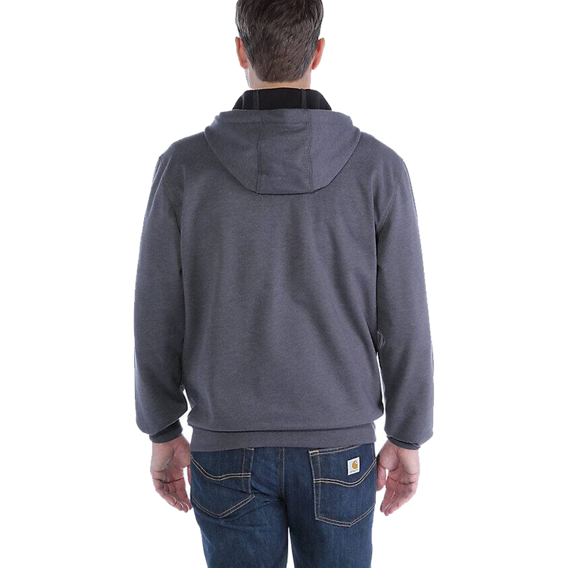 Rückansicht der Carhartt 101759 Wind Fighter Sweat-Jacke, wind- und wasserabweisend, graue Kapuzenjacke für Herren