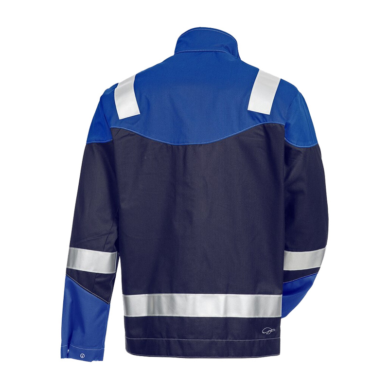 Rückansicht des HB MODarc mit Reflex MultiNorm Blouson 4 kA | APC1 von HB Protective Wear in Blau mit Reflexstreifen