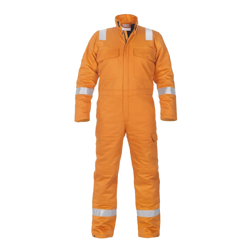 HydroWear Warnschutz-Overall in Orange mit Reflexstreifen an Schultern, Armen und Beinen, robuster Arbeitsanzug mit langen Ärmeln und Taschen