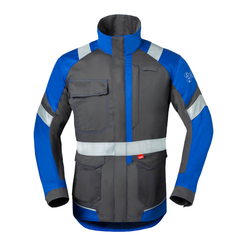 HaVeP 5Safety Image+ 50285 MultiNorm Jacke | APC1 von HaVeP, grau-blau, mit hohem Kragen, Fronttaschen und umlaufenden Reflexstreifen