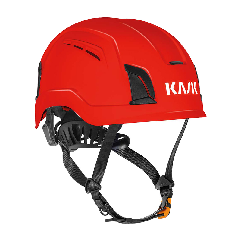 Kask ZENITH-X AIR Industriehelm EN 397, roter Sicherheitshelm mit Belüftung, schwarzem Kinnriemen und Größenverstellung