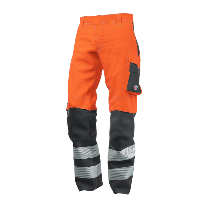 BP Bierbaum Proenen BP 2206 Hi-Vis MultiNorm Hose extra leicht 4 kA APC1, orange Warnschutzhose mit schwarzen Besätzen und Reflexstreifen